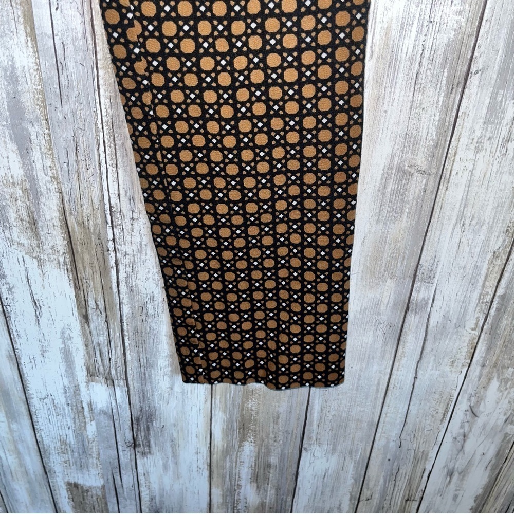 Anthropologie The Essential Slim Crop Pants Geo Motif Black Orange Size 2 - Picture 4 of 7